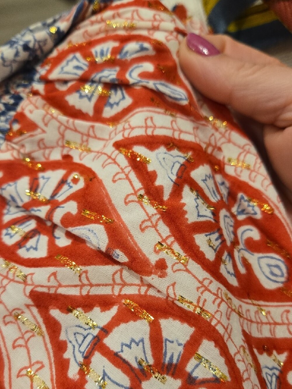 Ash & Eden Red and Blue Boho Dress with Metallic Accents | Size XL - NWT - Picture 6 of 6